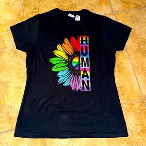 NWOT Women’s Human Sunflower Rainbow T-Shirt 💯 % cotton